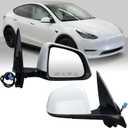 Right Passenger Side Mirror Compatible with Tesla Model Y 2020-2024 Replacement 1594112-00-C 159411200C Power Folding Heated Memory 13 Pins White