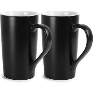 harebe 20 OZ Large Coffee Mugs, Smooth Ceramic Couple Cup for Office and Home, Men, Dad, Big Capacity with Handle Cups, set of 2, Black