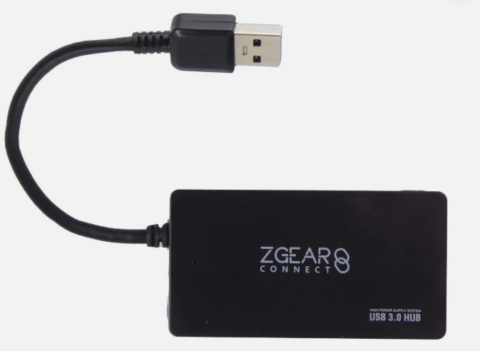 ZGEAR 4 PORT USB DATA HUB, BLACK