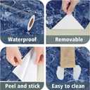 Blue Marble Peel and Stick Wallpaper Waterproof Sapphire Blue Marble Contact Paper for Countertops Self Adhesive Matte Countertop Covers Peel and Stick for Bathroom Cabinets Desk 17.7"x120"