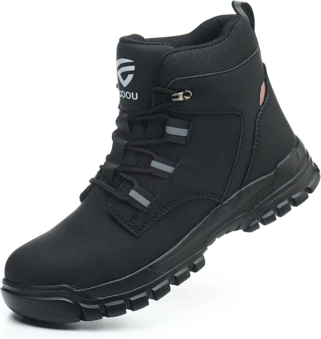Steel Toe Boots for Women Men Slip & Puncture-Resistant Safety Boots Industrial Construction Steel Toe Shoes for Warehouse, Outdoor Work Black, 46(EU)