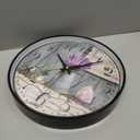 MOVEBEST Vintage Flower Clock with Lavender Decoration for Living Room and Bedroom, Silent and Non Ticking Glass Wall Clock