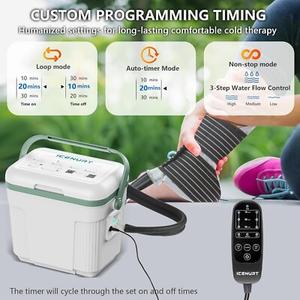 ICENURT Cold Therapy Machine with Programmable Timer, Ice Machine for Knee After Surgery, Knee Replacement Recovery System, Cryotherapy Pain Relief w/Compression Pad for Shoulder, Hip and Ankle
