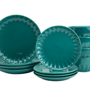 Mason Craft and More Stoneware Cafe Dinnerware Set - Teal
 12 Pack Dinner Set