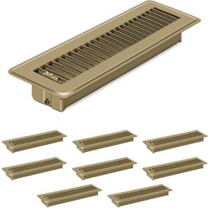 4 PCS Floor Vents Floor Registers 2x10 inch, Heavy Duty Metal Heat Air Vent Covers 2 X 10 with Rust Proof Finish for Home Office Wall Floor Registers Grilles & Vents (4, Brown, 2x10 Inches)