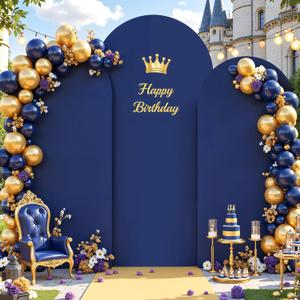 Navy Blue Arch Cover 3 Set - 4FT, 5FT, 6FT Arch Backdrop Cover Spandex Fitted Wedding Arch Stand Covers for Baby Shower Birthday Party Wedding Bridal Shower Banquet Photo Background Decorations, Navy Blue 