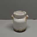 Quoowiit Ceramic Rustic Farmhouse Vase, Distressed Decorative Flower Vase for Home Decor, Ideal Shelf Decor, White Boho Vase for Living Room Bedroom Kitchen Office Decor Centerpiece Table Decorations (6 Inch)