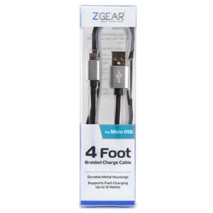 ZGear Braided Cable Micro USB 4 Feet Black