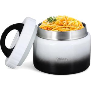 Insulated Thermo Food Jar for Kids - 12 Oz Capacity, Suitable for Hot & Cold Foods, Leak-Proof Vacuum Stainless Steel Design with Wide Mouth for Lunches, Soups and Travel (White Black 12OZ)