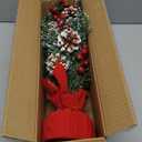 22 Inch Tabletop Christmas Tree with Lights Timer, Snowy Artificial Small Christmas Trees Battery Operated 30 Warm Lights Red Berries Pine Cone Stable Base Mini Tree Xmas Decorations Indoor Holiday