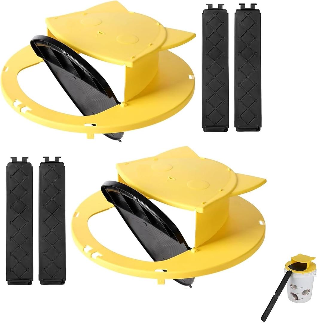 Lid Mouse Rat Trap,Mouse Catching Tool,Trap Door Style,Multi Catch,Auto Reset,Indoor Outdoor,5 Gallon  Compatible(2pack)-1bs