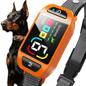 Bark Collar AI Dual-Detection, Instant Quiet Anti Bark Device 4 Training Modes, 30-Day Battery, One-Click Peace, 9 Sensitivity Automatic Dog Bark Collar for Dogs, Orange