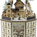 Clever Creations Wooden Christmas Advent Calendar, Countdown to Christmas, LED Holiday Decoration, Battery Operated, Windmill Village