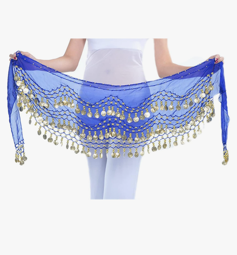 Lauthen.S 128 Coins Belly Dance Hip Scarf Tribal Belt Halloween Genie Costume Accessory