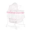Dream On Me Lacy Portable 2-in-1 Bassinet & Cradle in Pink and White, Lightweight Baby Bassinet with Storage Basket, Adjustable and Removable Canopy