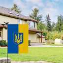 2 x WENWELL Ukraine Garden Flag Double Sided,Burlap Ukrainian Trident Flags 12 x 18 inch,Support Ukranian House flag Small,Ukrain Banner Weather Proof Outdoor Decor for Yard,Lawn,Farmhouse (bule yellow)