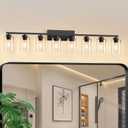 IZORRO Modern Bathroom Light Fixtures, 8 Light Black Vanity Lights, Bathroom Lighting Fixtures Over Mirror with Clear Glass for Living Room Cabinet Bedroom