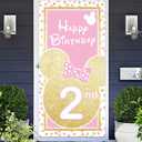 Cartoon Golden Pink Mouse Happy 2nd Birthday Banner Backdrop Background Supplies Favors Backdrop Oh Twodles Theme Decor for Boy Girl Princess High Chair Birthday Party Baby Shower Decorations
