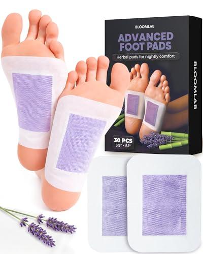BloomLab Lavender Bamboo Vinegar Foot Pads with Ginger & Mugwort, Premium Overnight Herbal Foot Patches for Tired Feet, Warm Comfort & Fresh-Feeling Feet, 26 Count