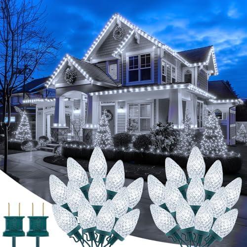 Brightown 2 Pack Total 132ft 200LED Outdoor C9 LED Christmas String Lights, Plug-in Connectable Waterproof Roofline String Lights for Outside Christmas Holiday Decor