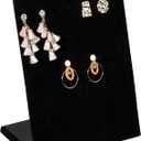 Jewelry Organizer Stand - Black Velvet L-Shape, 9.9 x 7.9 x 4 in - 60 Pre-Punched Holes Earring Display & Jewelry Storage Organizer - Tabletop Rack for Stud & Dangle Earrings
