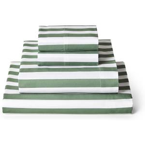 Mellanni Iconic 4-PC, Ultra Soft Sheet Set (Cal King, Oxford Stripe Sage), California King