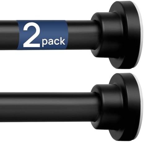 ENJOYBASICS 1Pack Adjustable Spring Tension Curtain Rods 32 to 66 Inches, Stainless Steel Matte Black Shower Rod No Drilling for Window, Bathroom, Closet, Room Divider, 7/8" Diameter ENJOYBASICS 1Pack Adjustable Spring Tension Curtain Rods 32 to 66 Inches, Stainless Steel Matte Black Shower Rod No Drilling for Window, Bathroom, Closet, Room Divider, 7/8" Diameter