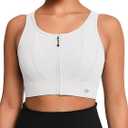 Yvette Front Closure Sports Bras for Women High Support Large Bust Supportive Sports Bra High Impact for Running, White, M