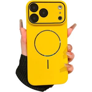 Magnetic Series for iPhone 17 Pro Case,Compatible with Magsafe,Camera Lens Protector,Solid Color Matte Luster Hard PC Wear-Resistant Military Grade Drop Shockproof Cover,Yellow