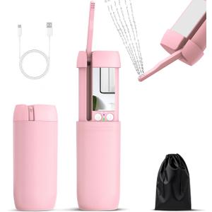 Portable Bidet for Travel, Floranest Rechargeable Electric Travel Bidet Sprayer with Adaptor, Suitable for Travel, Camping and Home Use, with Powerful Cleaning Power (Pink)