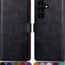 4 x SUANPOT for Samsung Galaxy S24 Plus/S24+ Wallet case with RFID Blocking Credit Card Holder,Flip Book PU Leather Protective Cover Women Men for Samsung S24Plus Phone case Black