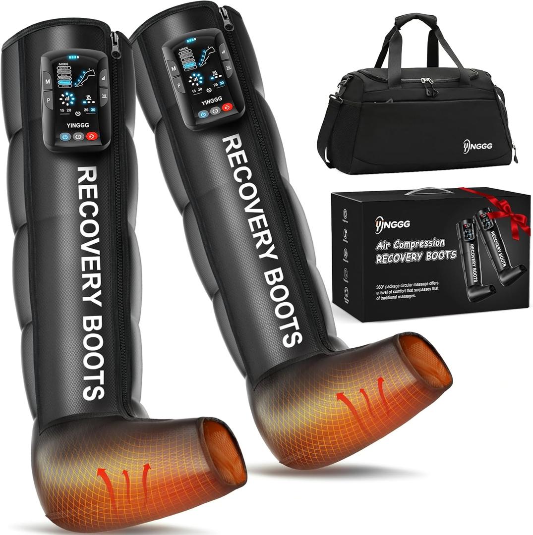 YINGGG Leg Massager with Heat and Compression: Cordless Recovery System for Improved Circulation, Professional Foot Massage Boots with 5 Massage Areas, 8 Intensities(Two Legs)-Small