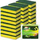 SCRUBIT Heavy Duty Scrub Sponges - Dishwashing Sponge Along with A Tough Scouring Pad - Ideal for Cleaning Kitchen, Dishes, Bathroom - Yellow - 20 Dish sponges