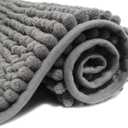 Bathroom Rug 16x20 inch Non Slip, Super Absorbent Bathroom Mat, Extra Soft Bath Mat and Quick Dry Chenille Bath Rugs Carpet for Tub, Shower, Bath Room, Bedroom, Kitchen, Sink (Grey)
