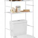 Home Zone Living Over-the-Toilet Bathroom Storage Organizer with 3-Tier Shelves and Adjustable Feet, Freestanding Steel Frame Design, White, 10.6 inches x 22.8 inches x 65 inches