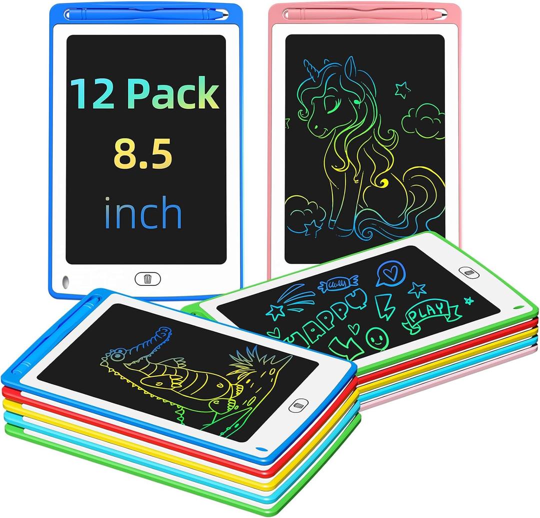 Party Favor LCD Writing Tablet for Kids, 8.5 Inch Colorful Doodle Board Drawing Tablet, Educational Learning Toys Birthday Gifts for Boys Girls Age 3 4 5 6 7 8 (12 Pack)