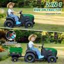 ELEMARA 24V 9AH Ride on Tractor with Easy Detachable Trailer, 400W Motors Electric Tractor Toy for Big Kids, All-Terrain Capability, Safety Design with 3-Point Seat Belt for Ages 3+, Green