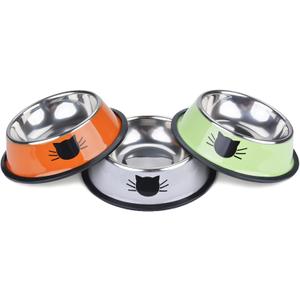 Legendog 3PCS Pet Bowl Stainless Steel Non-Skid Base Dog Bowl Cat Bowl with 2 Food Scoop (Multicolor)