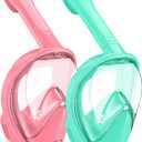 Kids Snorkel Mask Full Face, Snorkeling Gear for Kids with Camera Mount, 180 Degree Panoramic View Snorkeling Set Anti-Fog Anti-Leak
