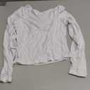 ForeFair Women's Sexy Long Sleeve Going Out Tops Pleated Bustier Shirt Cute Sweetheart Neck Y2K Cropped Top (White)