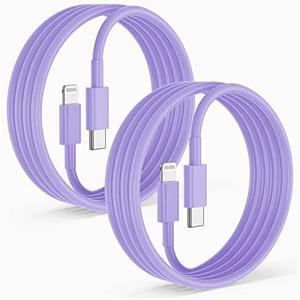 Citelect 2 Pack Fast Charger Cable, 6ft USB-C to Lightning Cable, MFi Certified, Purple, for iPhone14/13/12/11 Pro Max/Mini/XR/XS, etc.
