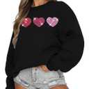 LUKYCILD Love Sweatshirt Women Valentine's Day Shirts Funny Graphic Long Sleeve Lightweight Shirt Holiday Pullover Tops, XL