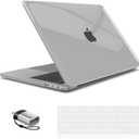 IBENZER Compatible with MacBook Pro 15 Inch Case 2019 2018 2017 2016 A1990 A1707, Hard Shell Case with Keyboard Cover & Type C Adapter for Mac Pro 15 Touch Bar, Crystal Clear, T15CYCL+1TC A