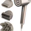 Shark HD120BRN Blow Dryer HyperAIR Fast-Drying with IQ 2-in-1 Concentrator, Styling Brush, and Curl-Defining Deep Diffuser Attachments, Ionic, No Heat Damage, for All Hair Types, Stone