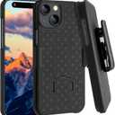 Fingic Case for iPhone 15 Case,iPhone 15 Belt Clip Holster Cases Slim Combo Shell with Kickstand Swivel Belt Clip Holster Rugged Shockproof Antiscratch Protective Cover for iPhone 1 5 6.1 inch(Black)