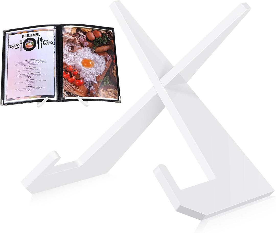 Menkxi Acrylic Cookbook Stand for Kitchen Counter Cookbook Recipe Book Holder for Multifunctional Display Tabletop Kitchen Counter Decor, 6.5 x 8.5 Inches(White)
