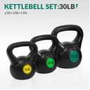 BalanceFrom Vinyl Kettlebell Set, 30/45/50 Pound Options – Cement-Filled Strength Training Weights with Ergonomic Grip and Color Coding for Full Body Fitness at Home or Gym
