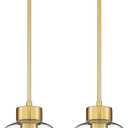 2-Pack Pendant Lights Kitchen Island, 7" Brushed Gold Hanging Lights Fixtures with Clear Glass Shade, Modern Brass Kitchen Pendant Lighting Over Island for Dining Room, AD-24024-1P2-GD