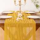 Socomi 2pcs Gold Yellow Summer Cheesecloth Table Runner Boho Rustic Gauze 120 inch 10FT Cheese Cloth Sheer Runner for Wedding Party Baby Shower Birthday Home Decor Holiday Decorations