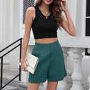 Bettysays Shorts for Women Bermuda Shorts Casual Elastic Waist Wide Leg Shorts with Pockets (Small, A-09 Indigo Blue)